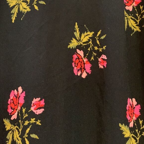 Old Navy black with pink flowers long sleeve dress Bell sleeves Size L - Picture 3 of 6